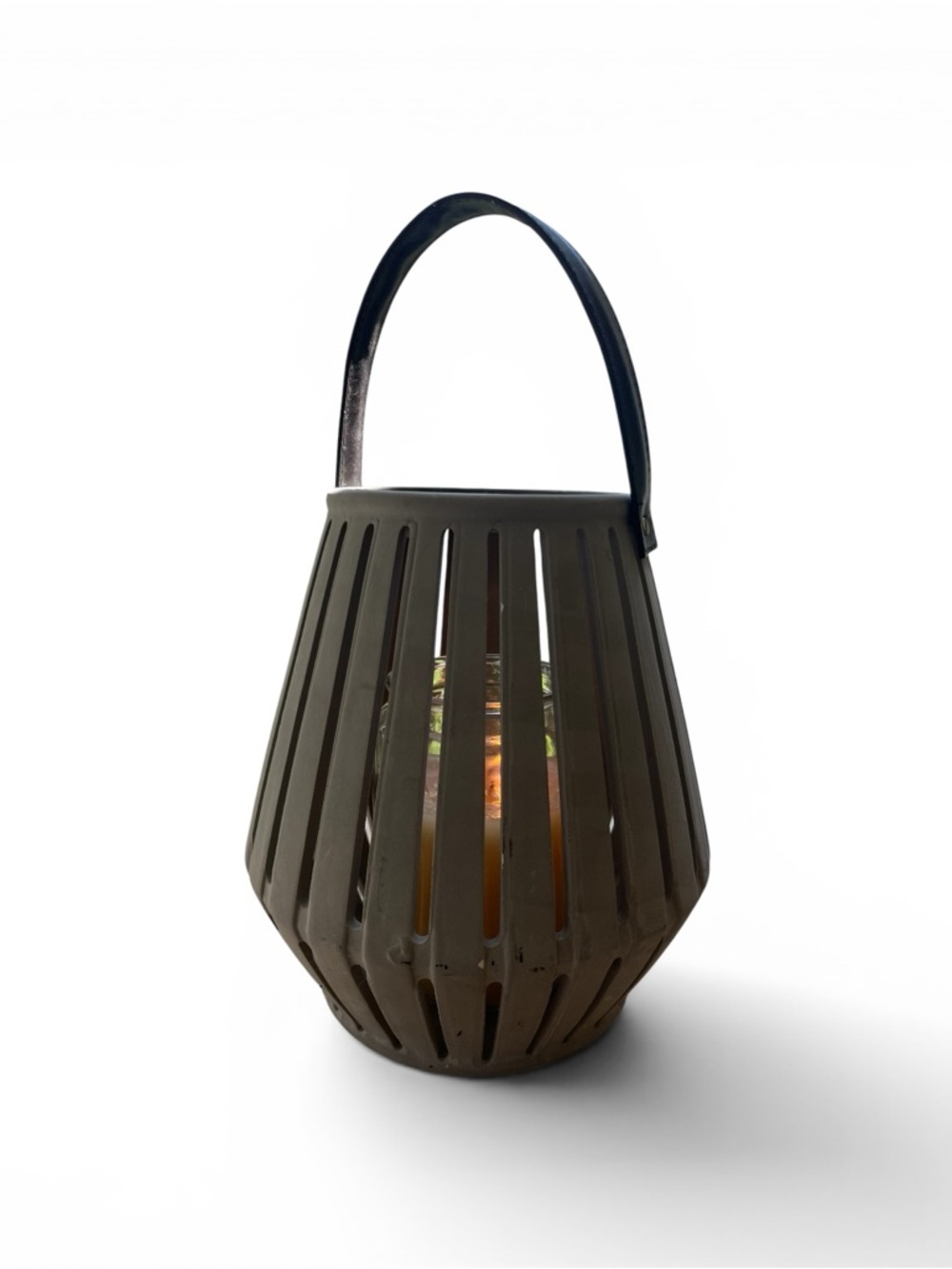 Rustic  Lantern Washed-Finish Decorative  Indoor/Outdoor Hurricane Candle Holder